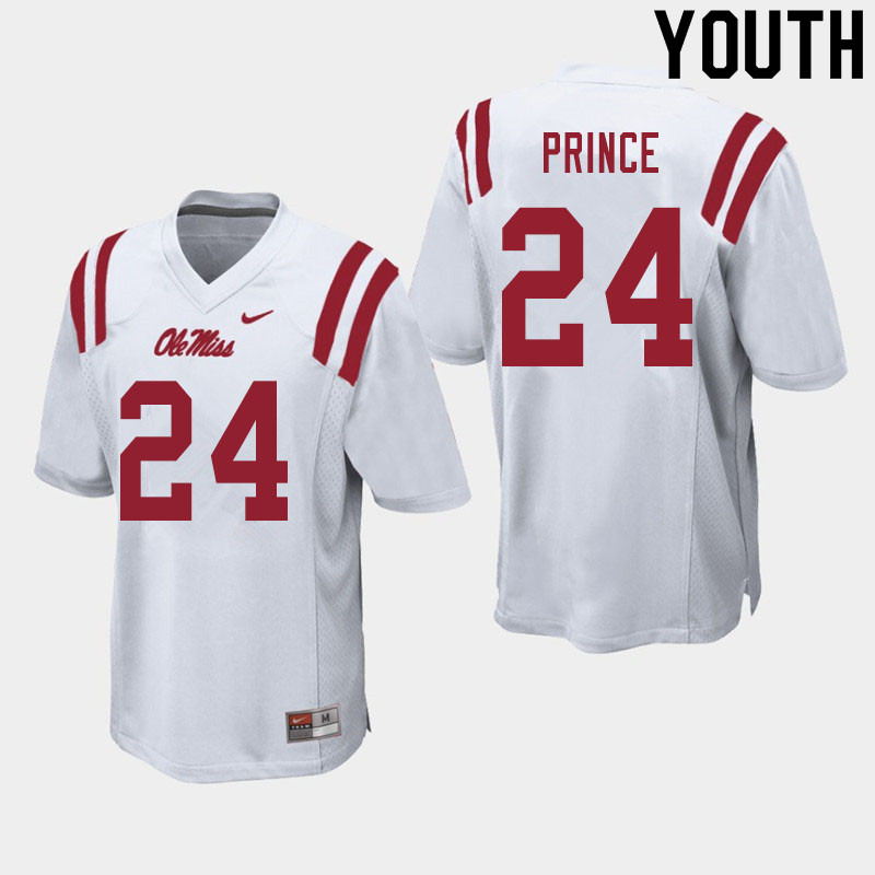 Deantre Prince Ole Miss Rebels NCAA Youth White #24 Stitched Limited College Football Jersey UBM8758SO